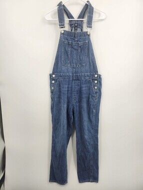 Gap Women's Denim Overall Jumpsuit Blue Medium Button Strap Sleeveless